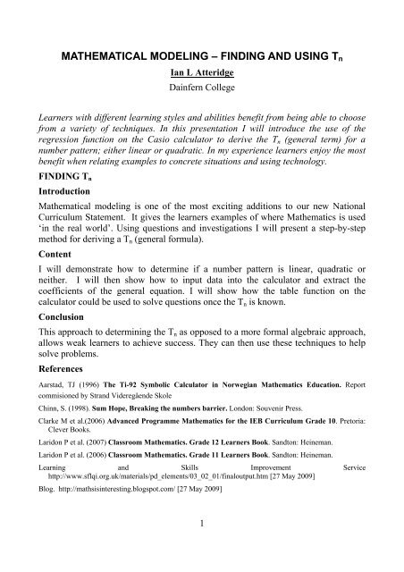 âMathematical Knowledge for Teachingâ VOLUME 2 - AMESA