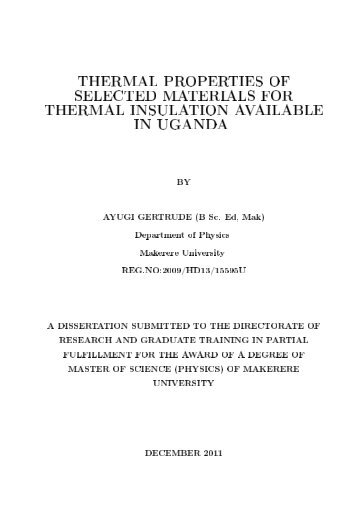 thermal properties of selected materials for thermal insulation ...