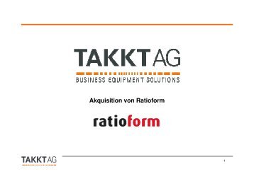 Akquisition von Ratioform: Kaufpreis & interne Covenants