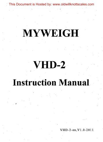 MYWEIGH VHD-2 - Scale Manuals