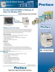 Pro-face AGP/AST3000 to Yaskawa J7 Drive via Modbus RTU