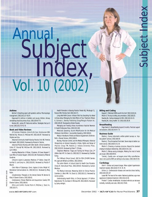 Annual Vol. 10 (2002) - ADVANCE for NPs & PAs