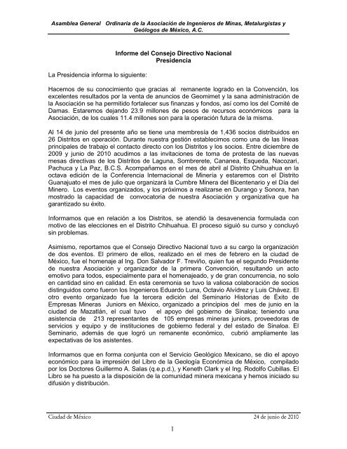 Informe del Consejo Directivo Nacional - AsociaciÃ³n de Ingenieros ...