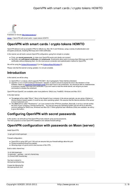 OpenVPN with smart cards / crypto tokens HOWTO Introduction ...