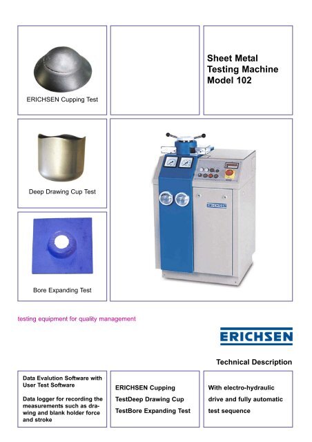 Sheet Metal Testing Machine Model 102 - Erichsen