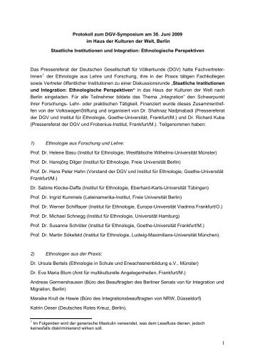 Protokoll - Pressereferat - Deutsche Gesellschaft für Völkerkunde