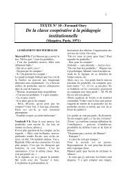 Fernand Oury De la classe coopÃ©rative Ã  la pÃ©dagogie institutionnelle