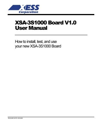 XSA-3S1000 Board V1.0 User Manual - Xess