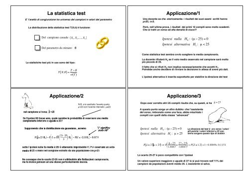 Inferenza e test statistici - Dipartimento di Economia e Statistica