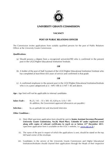 Information .pdf - University Grants Commission - Sri Lanka