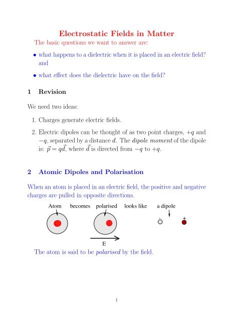 Electrostatic Fields in Matter