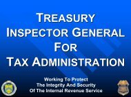 Treasury Inspector General for Tax Administration Presentation - IACA
