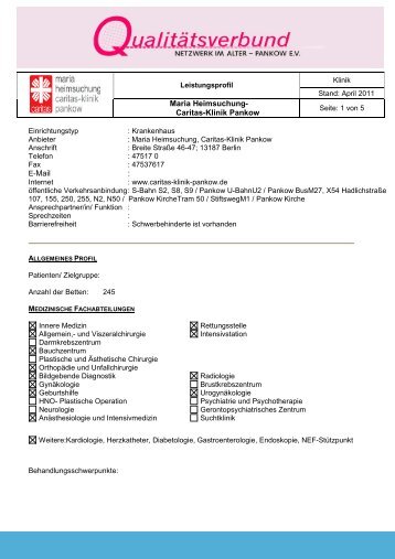 E-Mail : Maria Heimsuchung- Caritas-Klinik Pankow