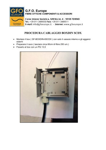 Procedura cablaggio Box Ottico per guida DIN - Gfo Europe S.p.A.