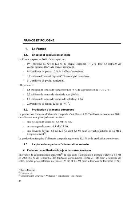 Impact des importations europÃ©ennes de soja sur le - Cfsi