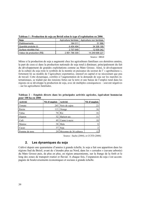 Impact des importations europÃ©ennes de soja sur le - Cfsi