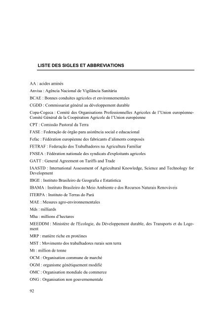 Impact des importations europÃ©ennes de soja sur le - Cfsi