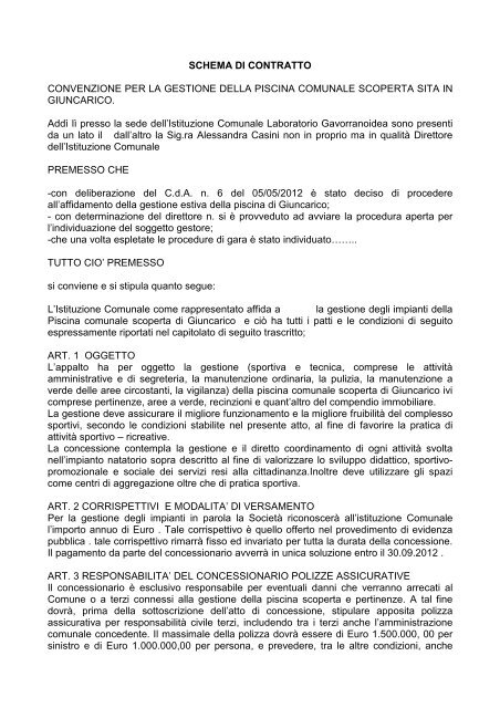 SCHEMA DI CONTRATTO - Comune di Gavorrano