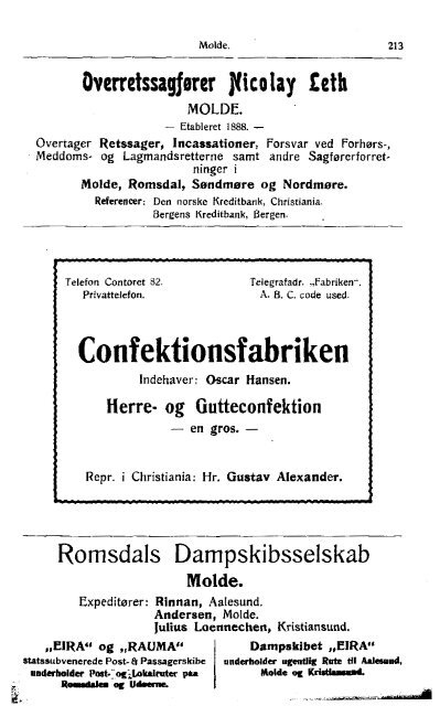 Adressebok 1907 - Romsdal Sogelag