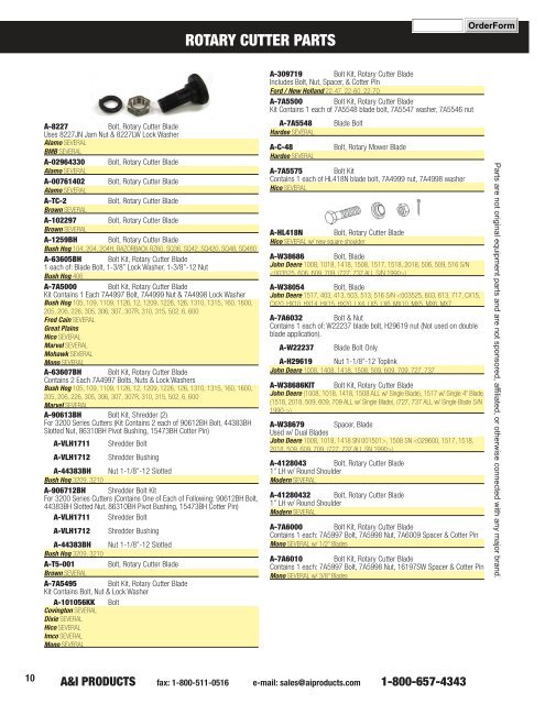 Rotary Cutter Parts - Garage Robert Carrier inc.