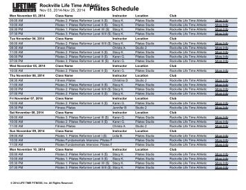 Pilates Schedule - Life Time Fitness Scheduling