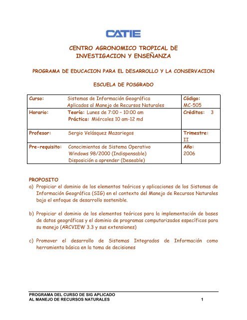 centro agronomico tropical de investigacion y enseÃ±anza - Catie