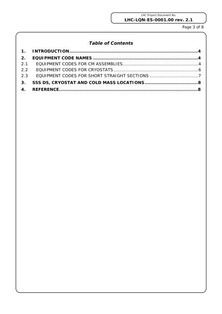 LHC Engineering Specification