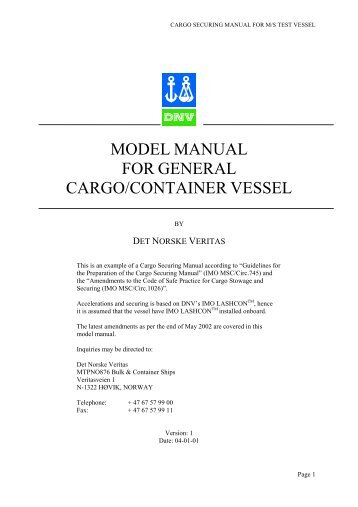 Model Manual for General Cargo and Container Vessel - dnV