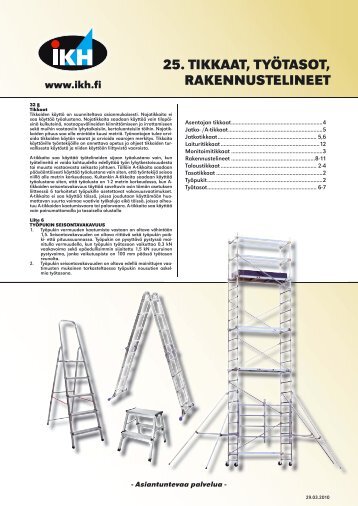 25. TIKKAAT, TYÃTASOT, RAKENNUSTELINEET