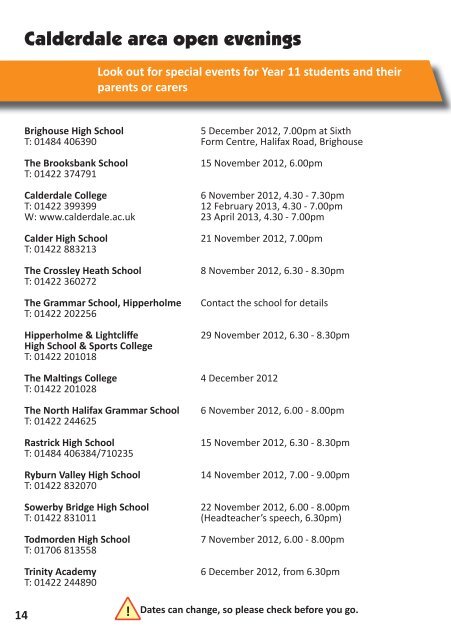 life after year 11 2013 - Calderdale and Kirklees Careers Service ...