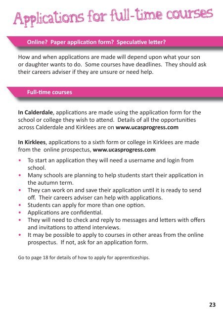 life after year 11 2013 - Calderdale and Kirklees Careers Service ...
