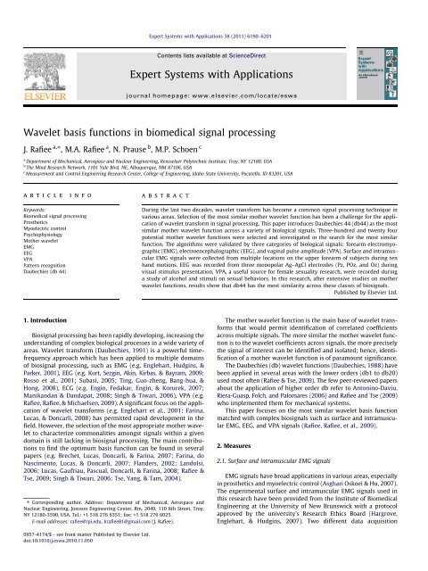 Wavelet basis functions in biomedical signal processing - SPAN LAB