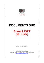 DOCUMENTS SUR Franz LISZT - MÃ©diathÃ¨que Musicale Mahler