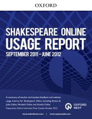 Shakespeare Online Usage Report - Oxford University Press