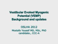 Vestibular Evoked Myogenic Potential (VEMP) Background and ...