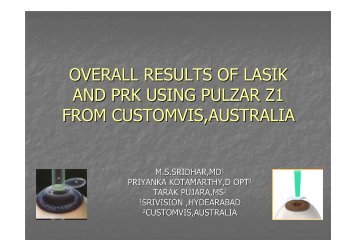 overall results of lasik and prk using pulzar z1 from customvis,australia