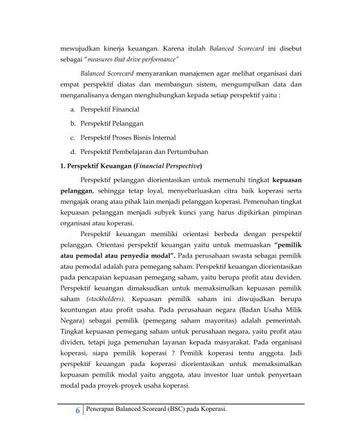 balanced scorecard (bsc) pada koperasi - Kementerian Negara ...