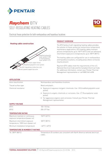 Self-regulating heating cableS - Pentair Thermal Management
