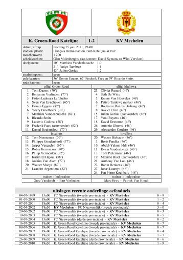 K. Groen-Rood Katelijne 1-2 KV Mechelen ... - Stamnummer 25