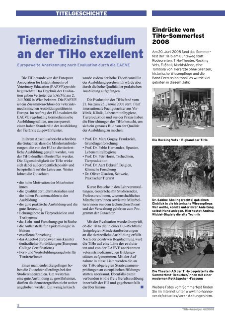 TIHO Anzeiger - Tierärztliche Hochschule Hannover