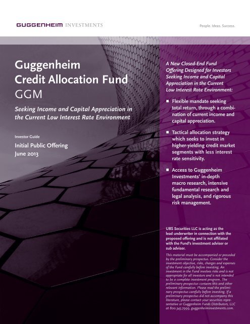 Guggenheim Credit Allocation Fund GGM - Guggenheim Investments