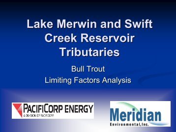 Lake Merwin and Swift Creek Reservoir Tributaries - PacifiCorp