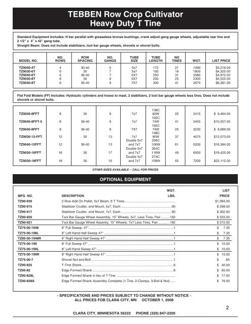 2008 10-01 tebben price list pdf995 - Farmco Distributing Inc