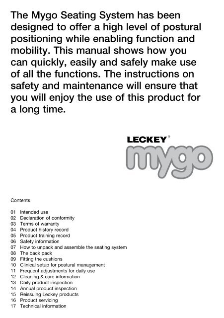 Mygo Seating System User Instructions Mygo Seating System ...