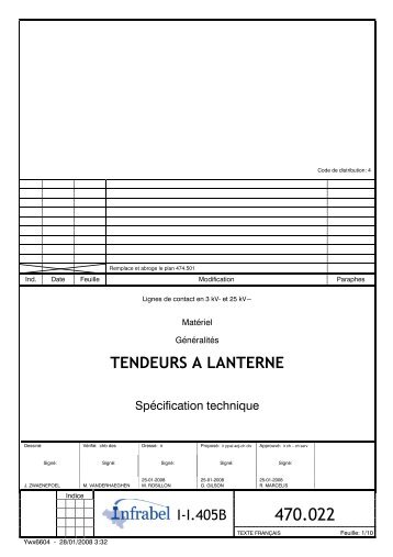 TENDEURS A LANTERNE - Infrabel