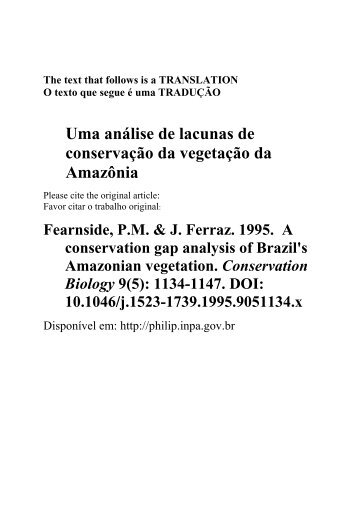 Uma análise de lacunas de conservação da vegetação da Amazônia