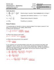 PHYS 222 Worksheet 9 Dielectrics ANSWERS - Iowa State University