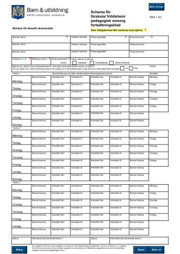 Schema fortsÃ¤ttning flera veckor - Kristianstad