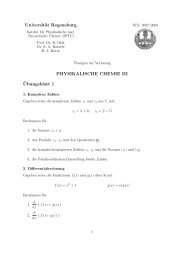 UniversitÃ¤t Regensburg PHYSIKALISCHE CHEMIE III Â¨Ubungsblatt 1