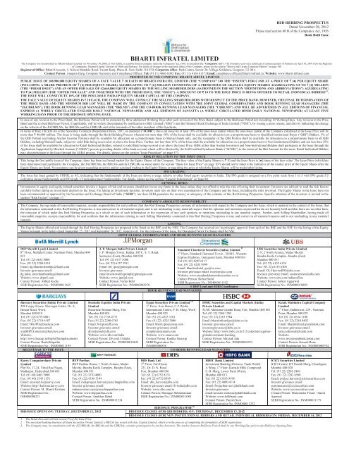 Bharti Infratel Limited Red Herring Prospectus Hsbc